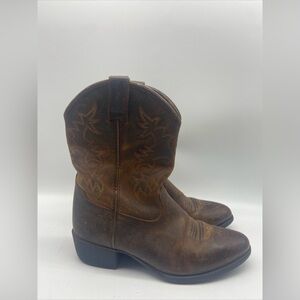 Ariat Brown‎ Leather Western Cowboy Boots Youth Size 3.5